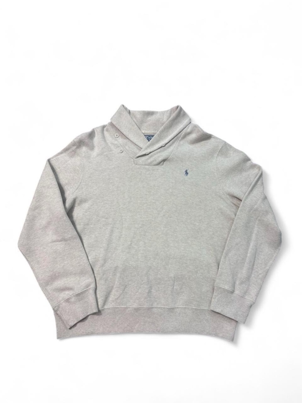 Vintage 90s Polo Ralph Lauren shawl collar pullover sweater cream XXL mens